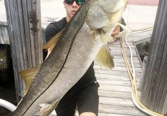 Nate caught this monster snook in Lake Boca.