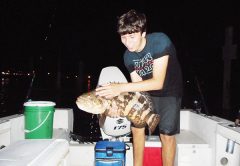 Jesse Martin of Grant, Florida with his FULL MOON catch, a 30” Gag Grouper caught on live bait fishing the Indian River Lagoon down in Sebastian.