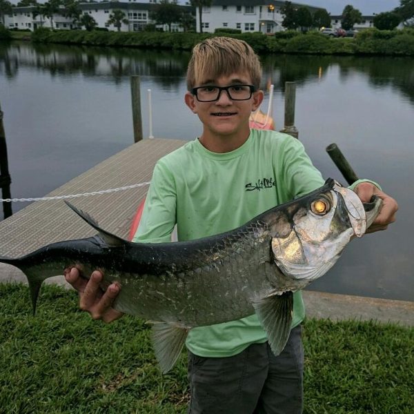 Dawson String, age 13 caught this tarpon in a canal near Melbourne Beach