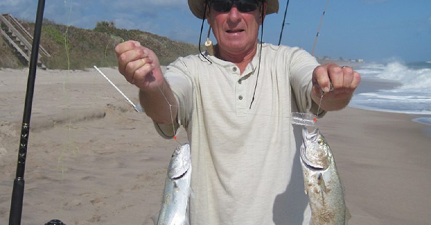 Mike during a Bluefish Blitz was catching the blues two at a time.