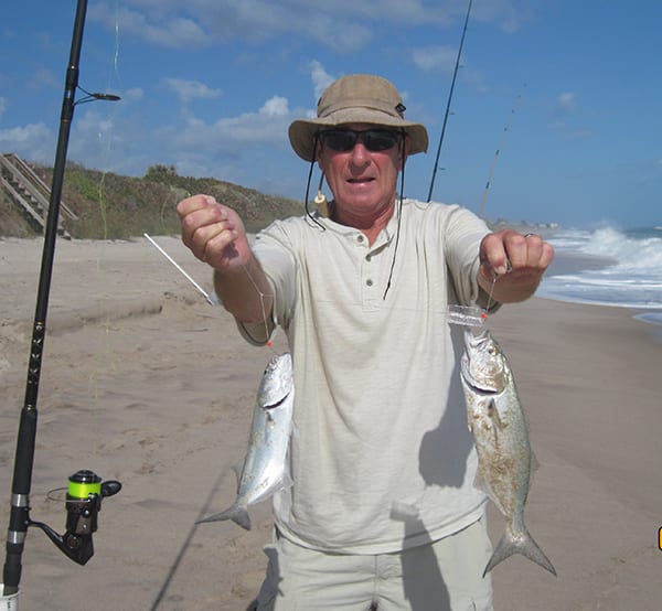 Mike during a Bluefish Blitz was catching the blues two at a time.