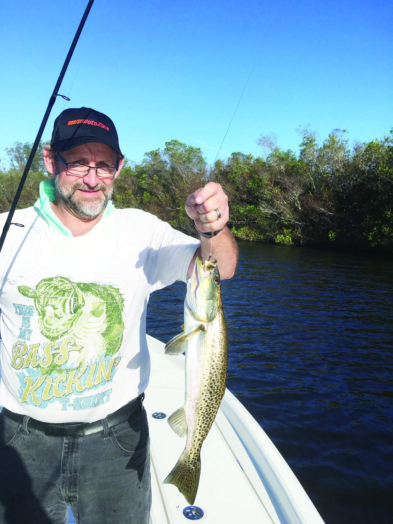 Speckled trout are a common catch when anglers can find baitfish gathering near mangroves.