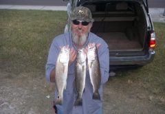 Frank gave the trout a real spanking on a recent trip with Capt. Mark Wright. Getting the timing right on the “warm-up” resulted in well over a two man limit on upper slot trout and several redfish!