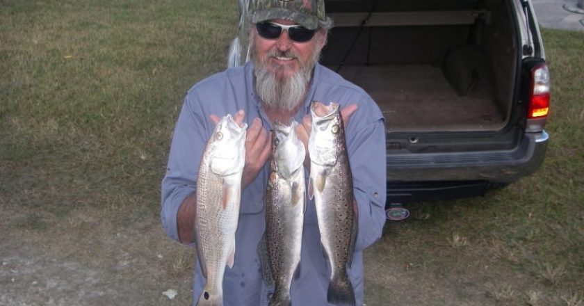 Frank gave the trout a real spanking on a recent trip with Capt. Mark Wright. Getting the timing right on the “warm-up” resulted in well over a two man limit on upper slot trout and several redfish!