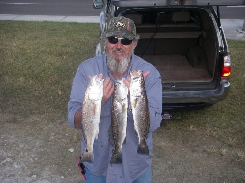 Frank gave the trout a real spanking on a recent trip with Capt. Mark Wright. Getting the timing right on the “warm-up” resulted in well over a two man limit on upper slot trout and several redfish!