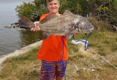 Brett Jenkins (12 yrs old) with this MONSTER Black Drum- His 1st ever!