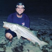 Chris Pascual caught this snook off the beach on an artificial lure.