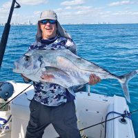Hector Martinez with an African pompano caught off Miami Beach on a live sardine.