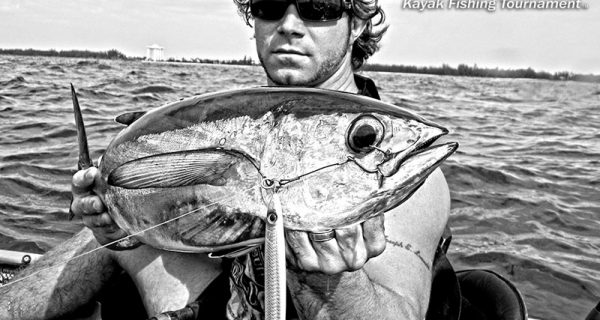 Joe Hector with a quality blackfin tuna caught jigging a deep wreck.