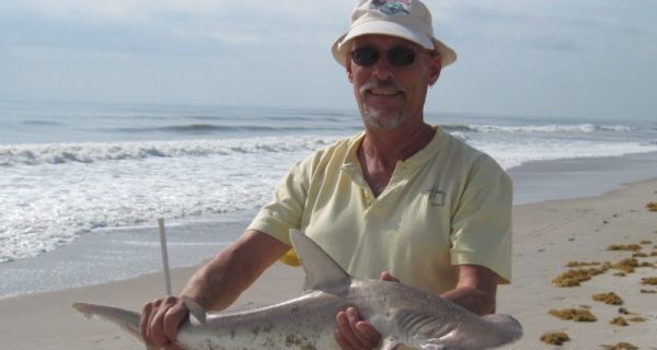 Happy angler with a nice almost four foot bonnethead shark.