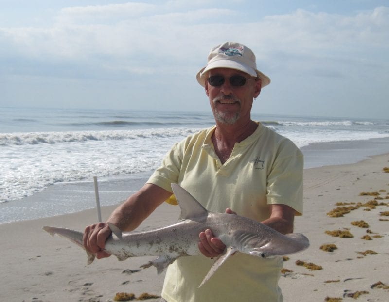 Happy angler with a nice almost four foot bonnethead shark.