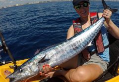 Christine with her first wahoo.