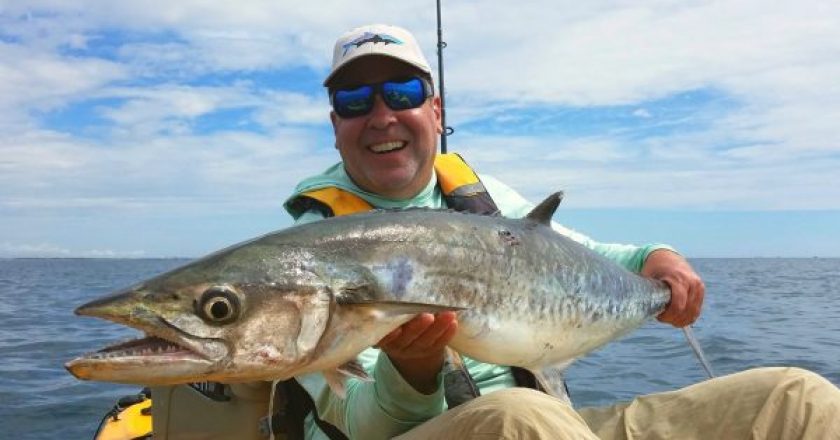 Mark Kazmerick scored this heavy kingfish on a Local Lines Kayak fishing charter.