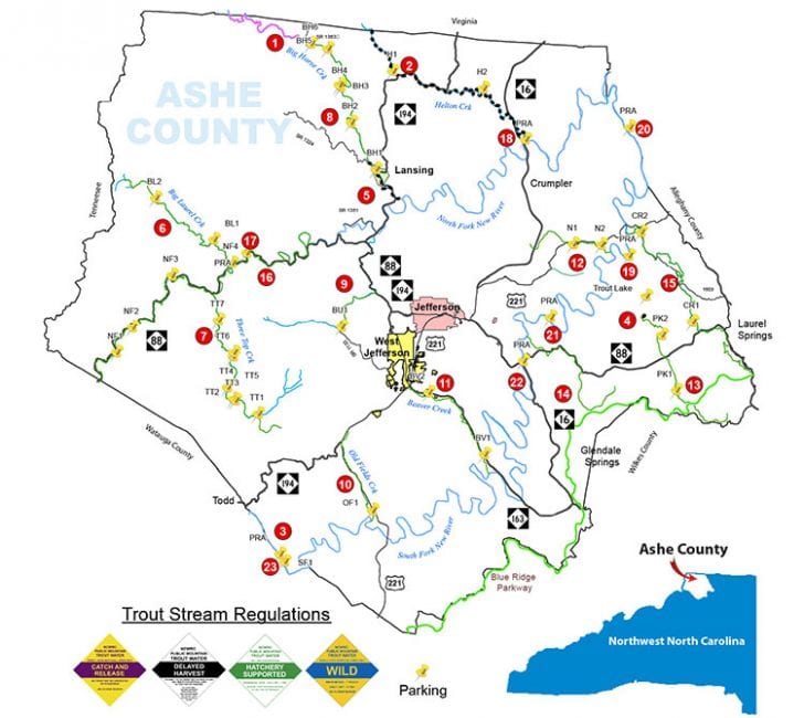 Ashe County Fishing Map Coastal Angler & The Angler Magazine