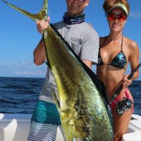 Capt. Jimmy Nelson and Luiza (www.fishingwithluiza.com) showing of a beautiful Mahi-Mahi.