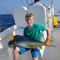 Tyler Beck caught this nice mahi in 180 ft off the Cocoa Beach coast. It was later consumed at Grills by his family.