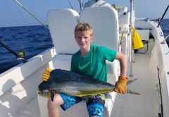 Tyler Beck caught this nice mahi in 180 ft off the Cocoa Beach coast. It was later consumed at Grills by his family.