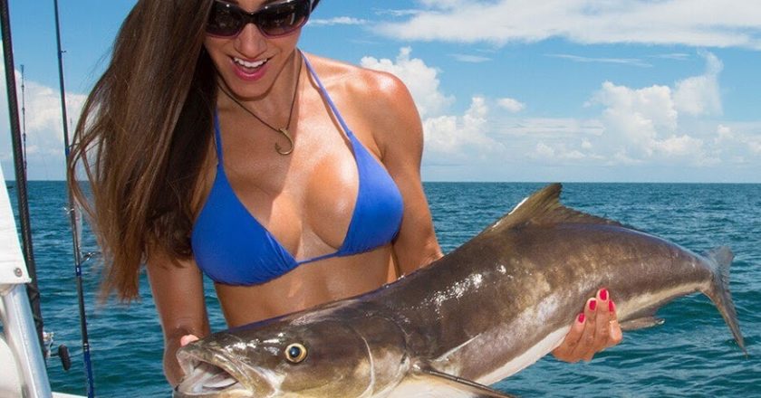 Luiza shows off a beautiful cobia. Go to www.fishingwithluiza.com for more information of this amazing lady angler.