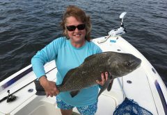 Diane Eford fed a live shrimp to this chunky black drum.
