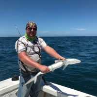 Adam Cottrill visiting from WV went fishing with Capt Gary with Hooked on a Feeling charters. This is Adams very first Shark (sharpnose).
