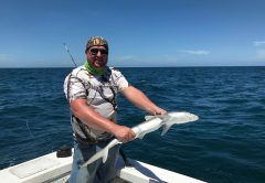 Adam Cottrill visiting from WV went fishing with Capt Gary with Hooked on a Feeling charters. This is Adams very first Shark (sharpnose).