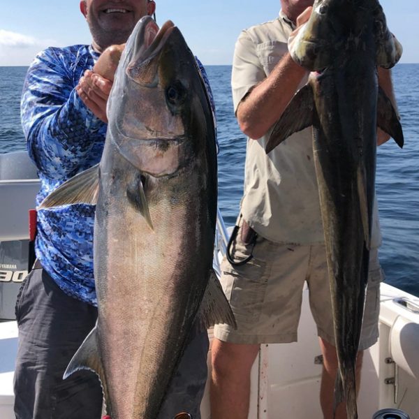 Aaron Fahnestock and John Shelton showing off their AJ and Cobia caught off Panama City.