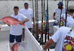 Team Deliverance showing off heir catch of Red Snapper at the Alabama Deep Sea Fishing Rodeo.