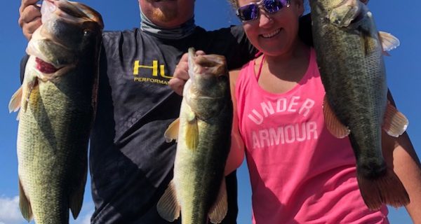Chase and Brittany Crowe with some of their catches from Lake Seminole.