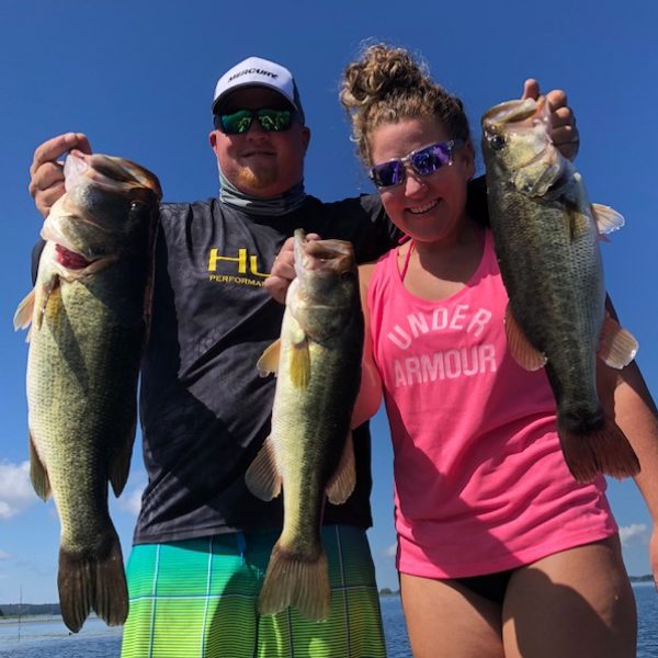 Chase and Brittany Crowe with some of their catches from Lake Seminole.