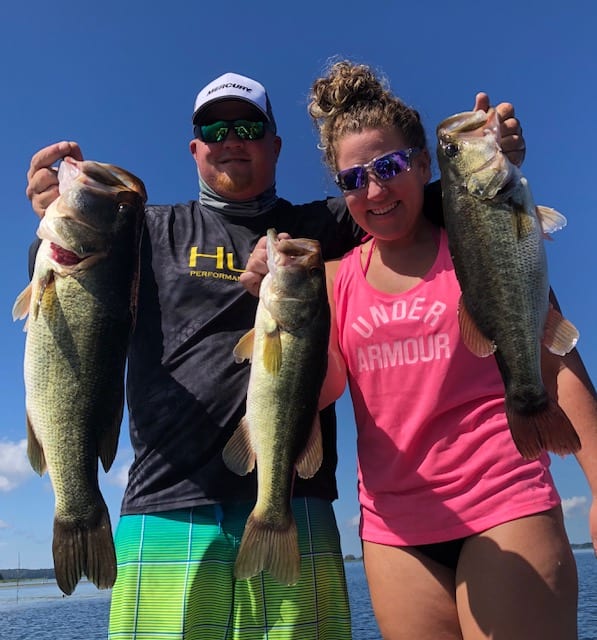 Chase and Brittany Crowe with some of their catches from Lake Seminole.