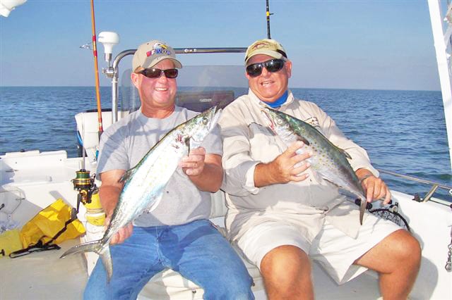 L-R, Jeff Mauldin and Ron Pressley with just a couple of their nice Mack’s they caught while out with Capt. Rick. 