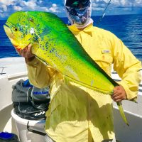 Billy West shows off a beautiful Mahi-Mahi caught off the elbow.