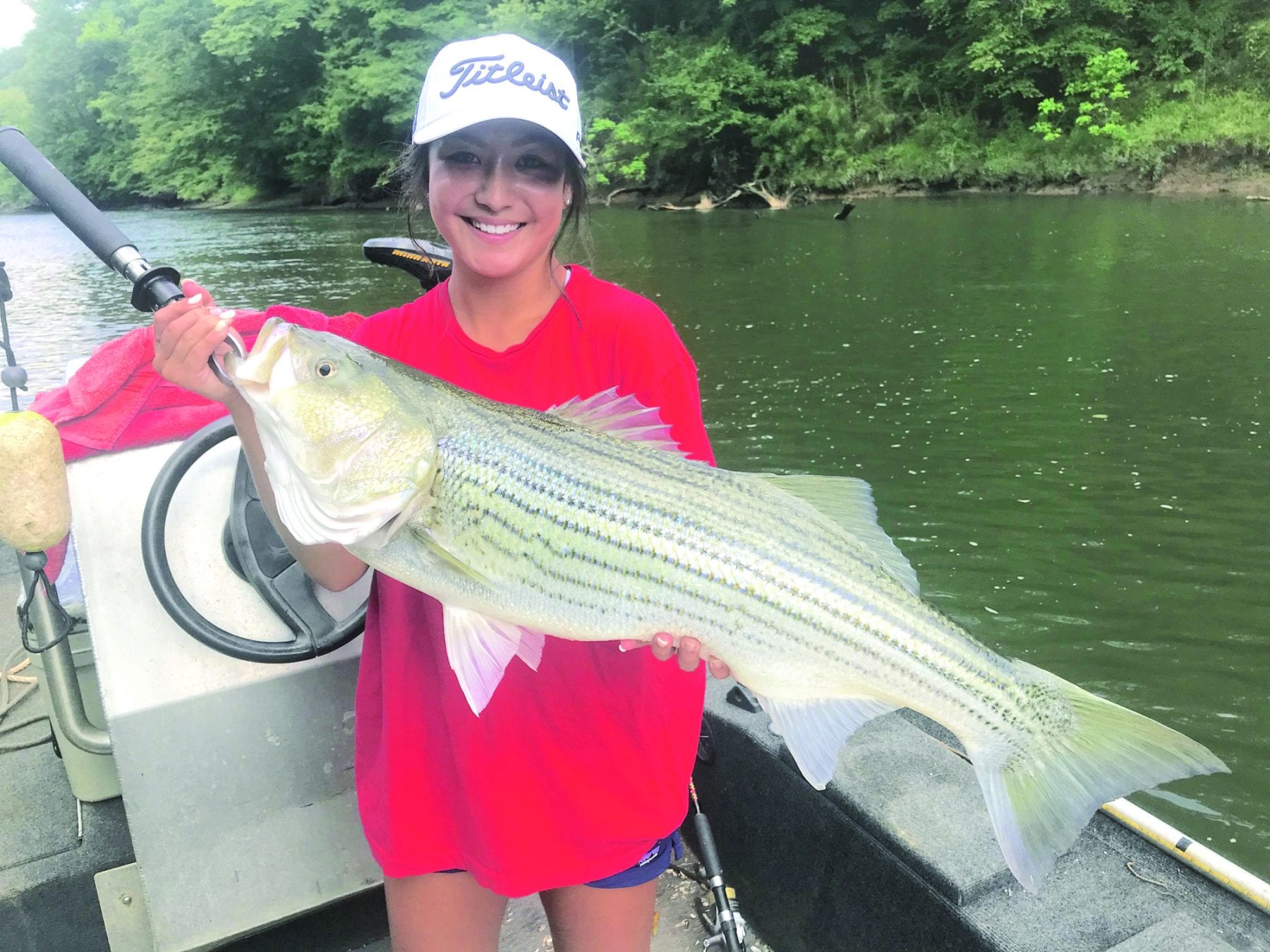 Brianna Kim reeled in this 16pound striper from Etowah River on live