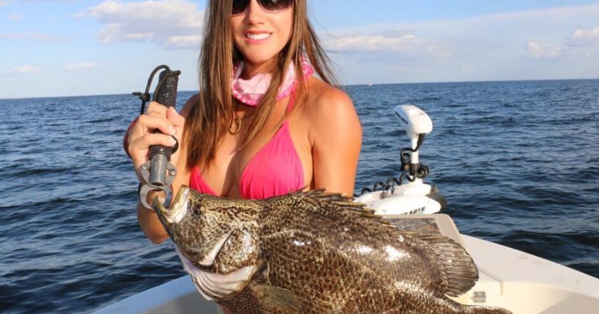 Luiza shows off a nice Tripletail. Learn more about this amazing lady angler: www.fishingwithluiza.com