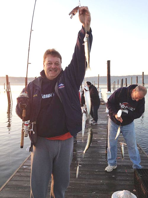 Two hook bottom rig with popper DMDs. Canisters are attached above