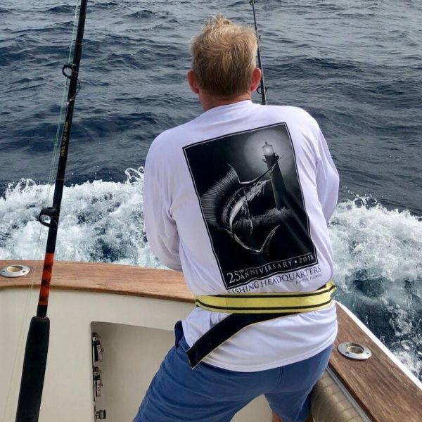 Ed Bourne form Kentucky with his first sailfish out of Jupiter on Trick or Treat Sportfishing