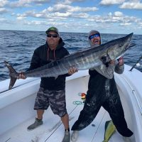 Ryan McGinnis and Dan Cupertino landed this beauty on board Outfront in 150 ft off of Boynton. It hit a threadfin on a kite. (1)