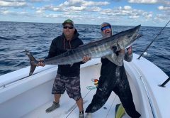 Ryan McGinnis and Dan Cupertino landed this beauty on board Outfront in 150 ft off of Boynton. It hit a threadfin on a kite. (1)