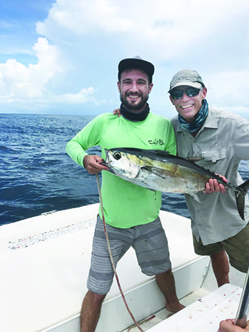 Andrew Bosarge III and Andrew Bosarge Jr with a blackfin tuna