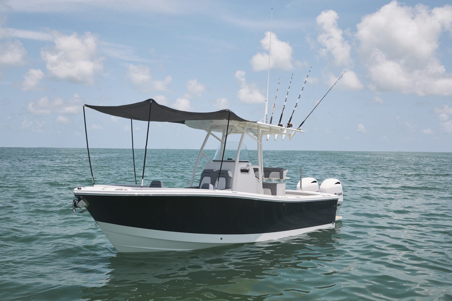 center-console-boat-forward-sun-shade Coastal Angler The Angler 