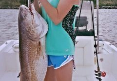 Melesa Farmer caught this nice bull redfish in Mobile Bay while fishing with her dad.