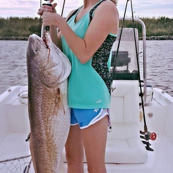 Melesa Farmer caught this nice bull redfish in Mobile Bay while fishing with her dad.