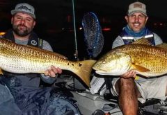 Brandon Barton and Benton Parrott doubled up with a couple of nighttime bull reds.