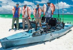 Benton Parrot and fellow kayakers doing a photo shoot with Hobie’s New 360° drive.