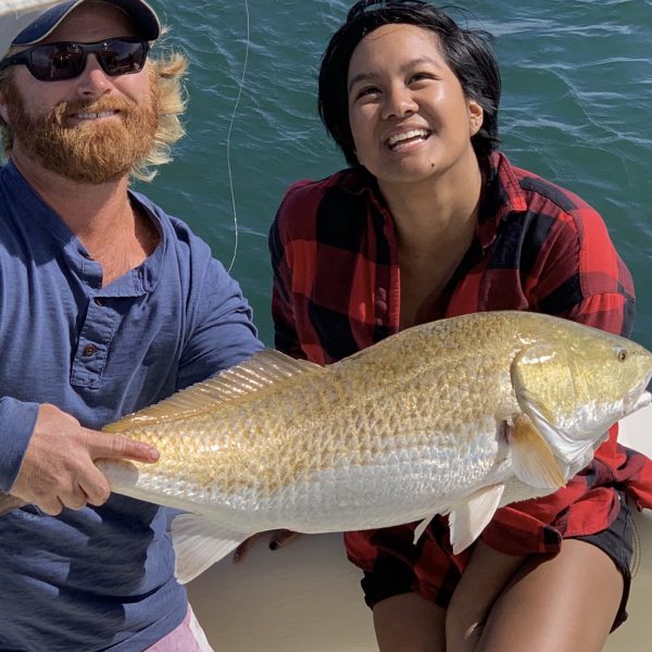 A beautiful Redfish caught on a day trip on the Gulf of Mexico with Getaway Charters.