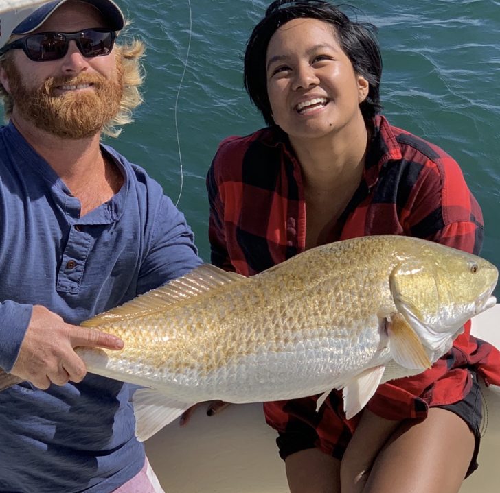 A beautiful Redfish caught on a day trip on the Gulf of Mexico with Getaway Charters.