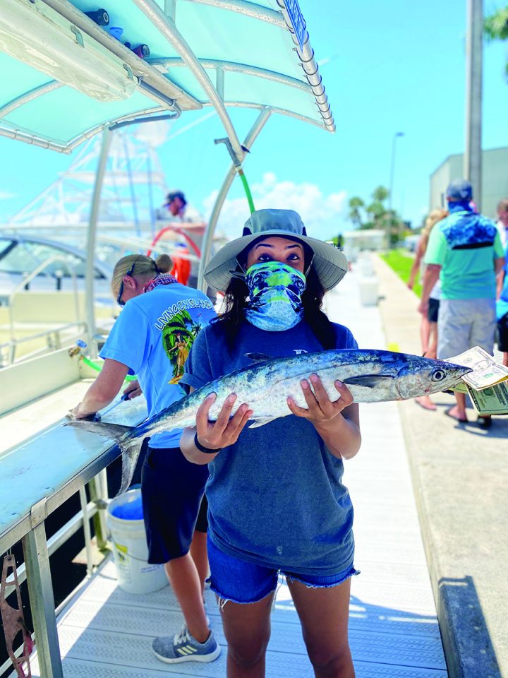 Alex caught her first fish ever. Her 25 king mackerel was 