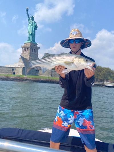 Live-Lining for Striped Bass with Lady Liberty - On The Water