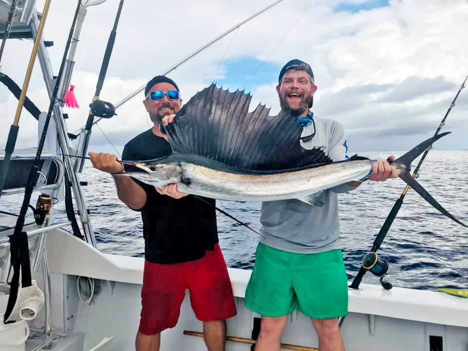 Capt. Joe and Jason (double trouble) caught a sweet sailfish, along with some mahi mahis , cudas and bonitas on a recent charter aboard the Fire Fight.