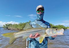 James with a nice snook he caught on a jerk bait rigged on a 1/8 ounce jighead!